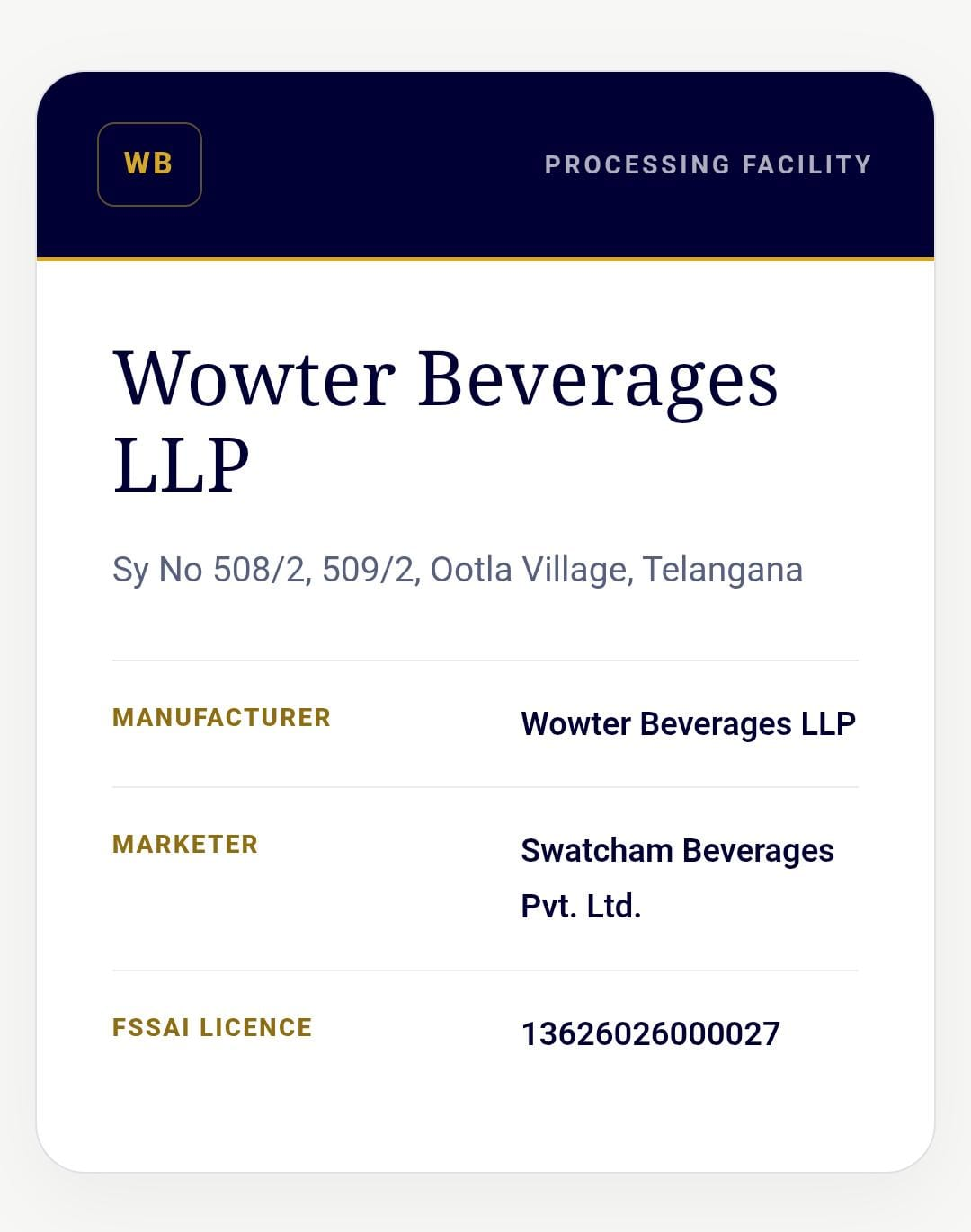 Wowter Beverages LLP